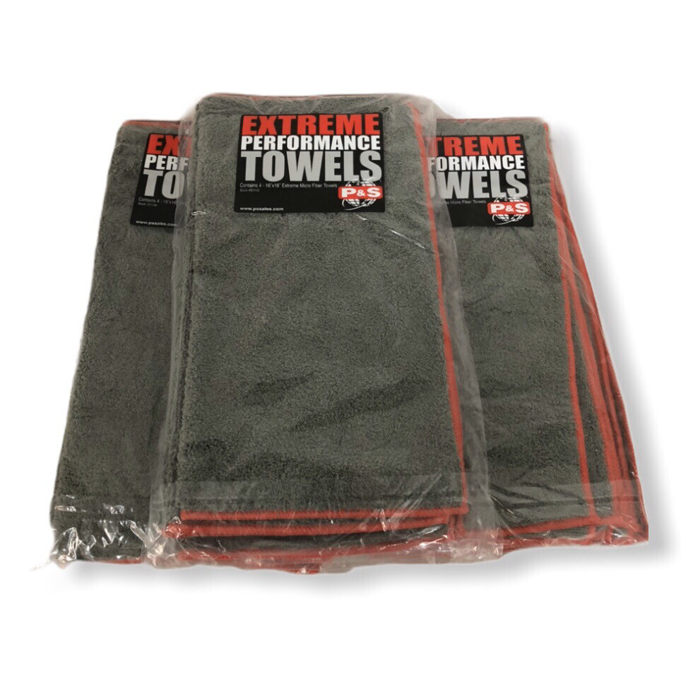 P&amp;S Extreme Performance Microfiber Towels (Gray) - 4 Pack