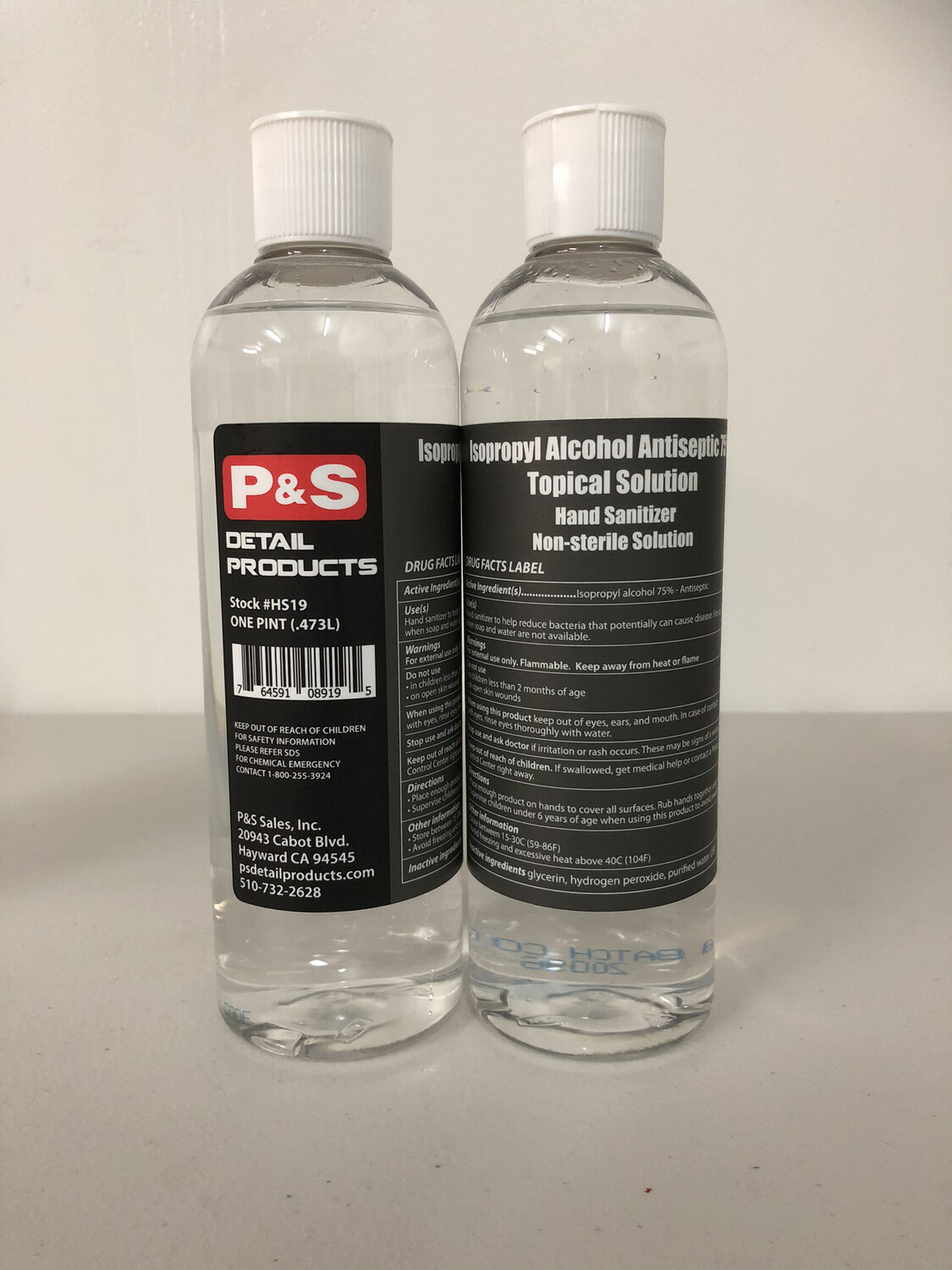 P&S Hand Sanitizer (FDA Approved) - Isopropyl Alcohol Antiseptic 75% Topical Solution- 16 Oz.