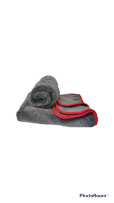 70x90cm 650GSM Twisted Loop Microfiber Drying Towel - Grey with Red edges