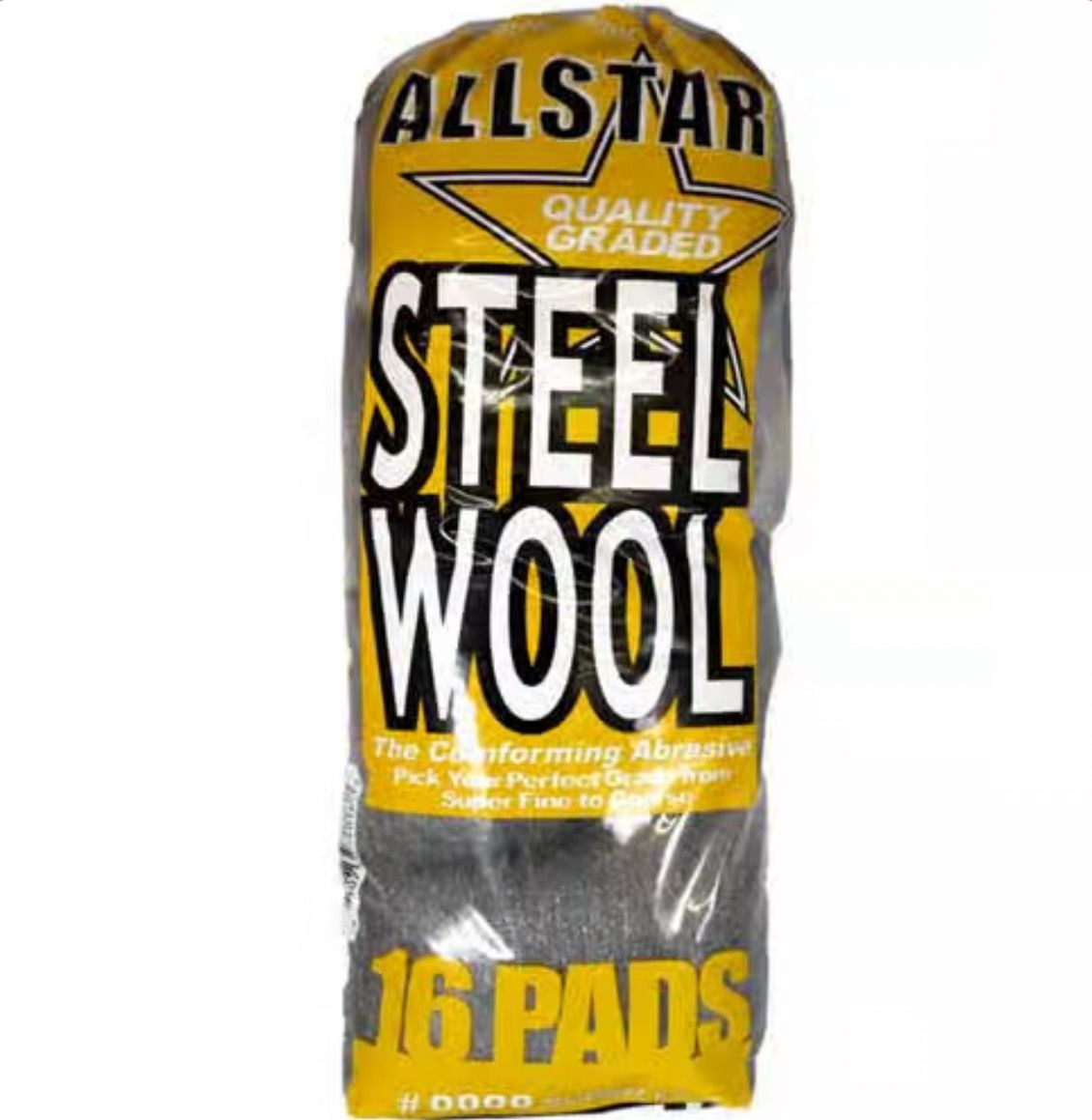 All Star Super Fine 0000 Grade Steel Wool Pads - 16 Pack