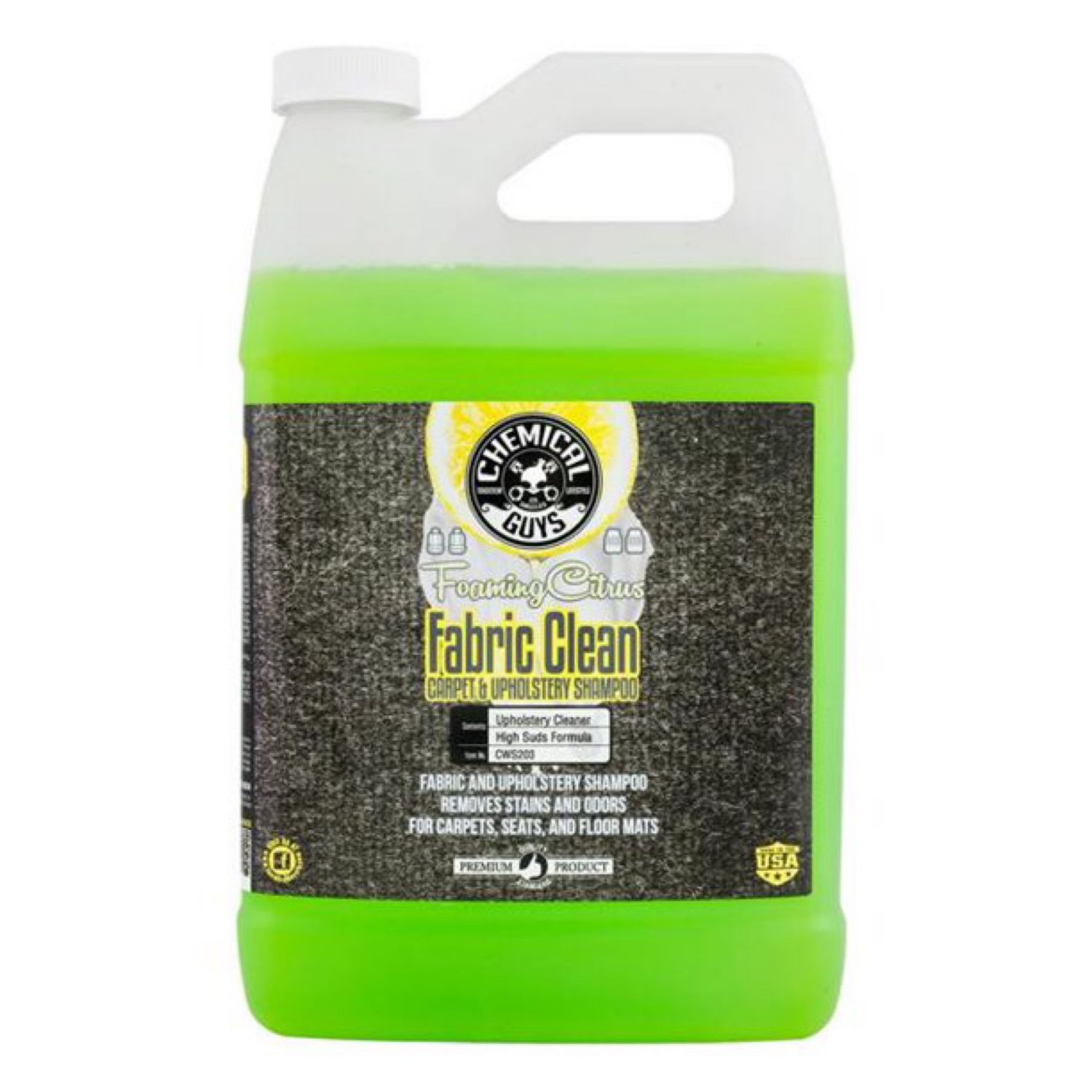 Chemical Guys Foaming Citrus Fabric Clean Carpet &amp; Upholstery Shampoo 1 Gallon