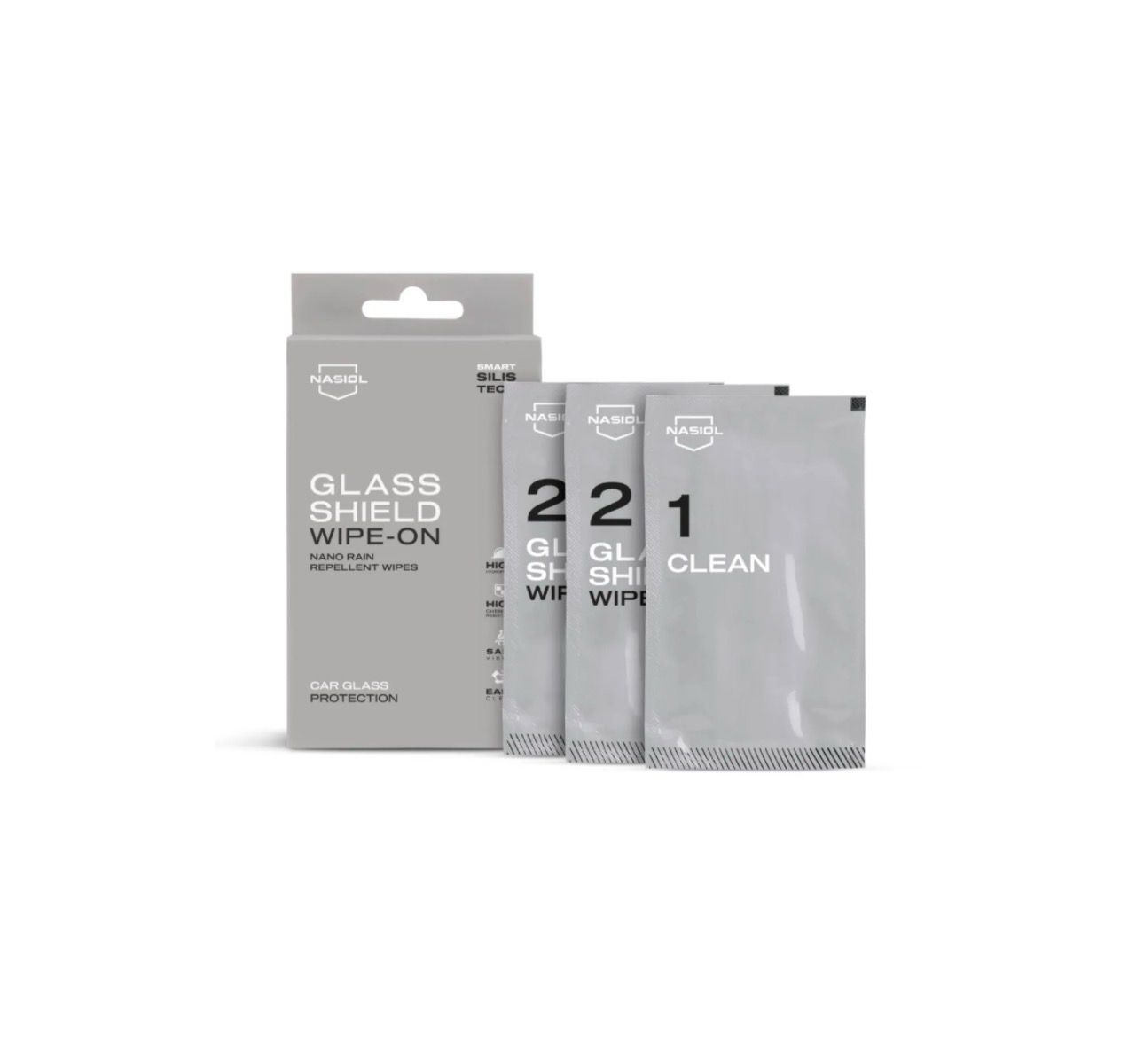 Nasiol GlasShield Wipe-On Nano Rain Repellent Wipe Kit, Ceramic Coating