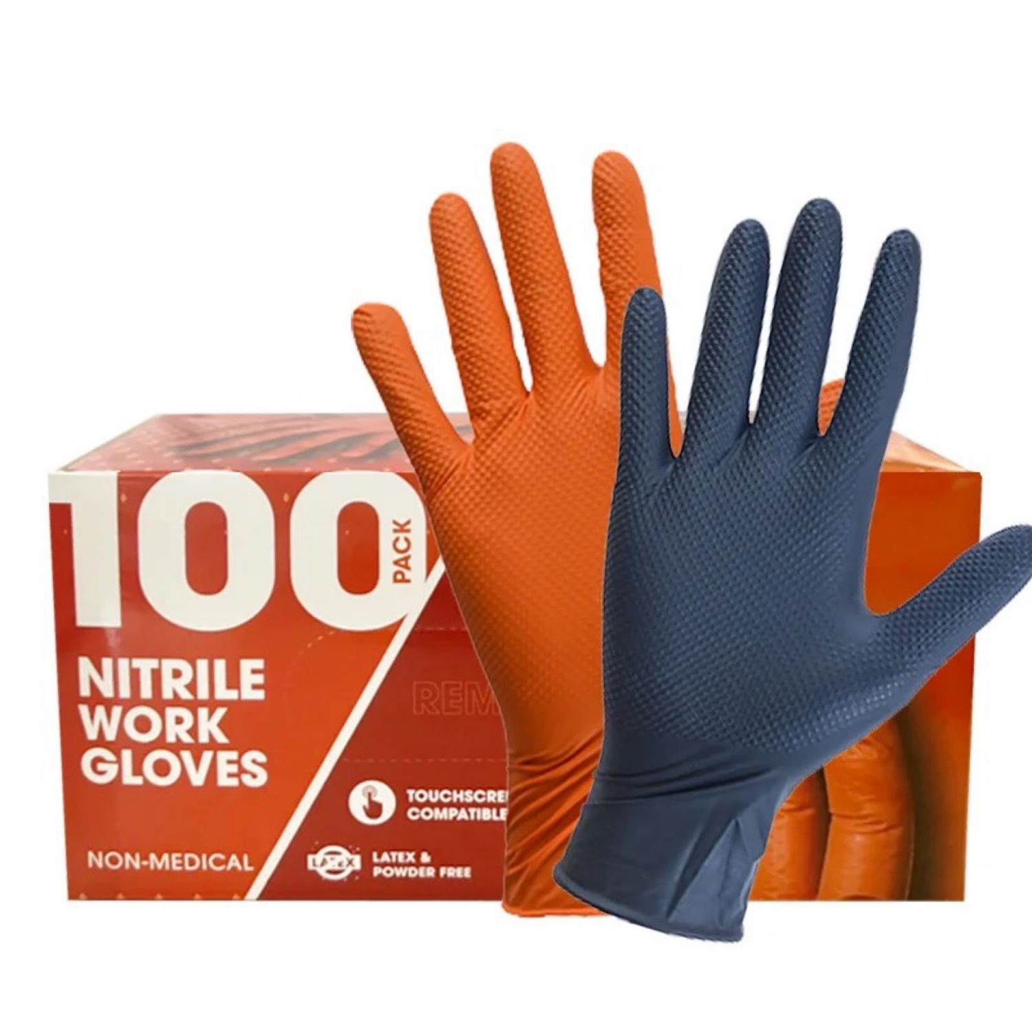 Nitrile Work Gloves 100 Pack 8/10 Mil - Orange