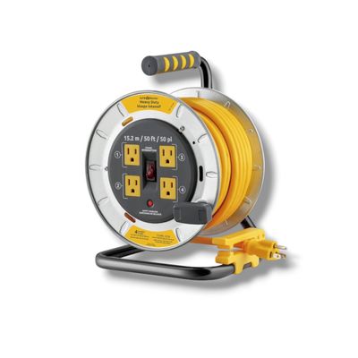 Link2Home 50 Ft. Professional Grade Metal Cord Reel, 4 Outlets