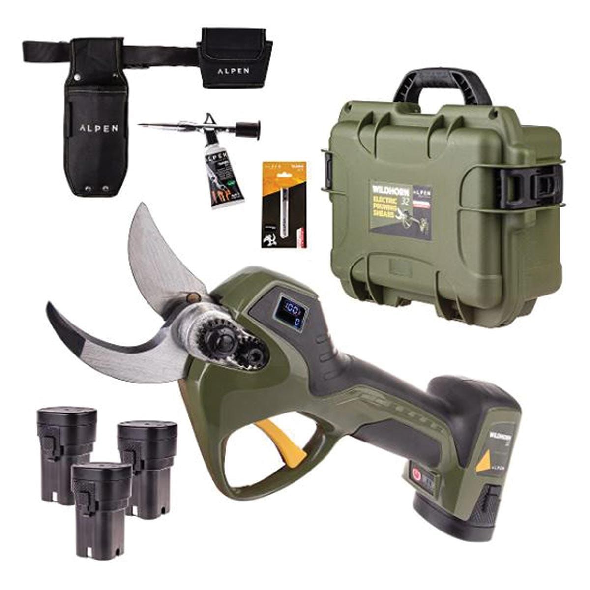 Alpen Wildhorn 32 Electric Pruning Shear Kit with 3 Batteries and Powerpack