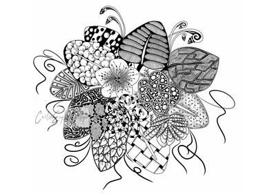 Zen Flower colouring pattern.