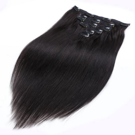 Clip in Extensions ( Human Hair) Light black 100g