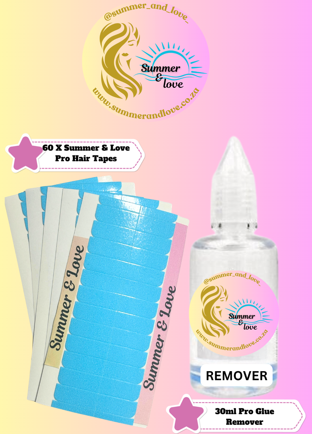 Hair Tape 60 &amp; Remover 30ml Combo