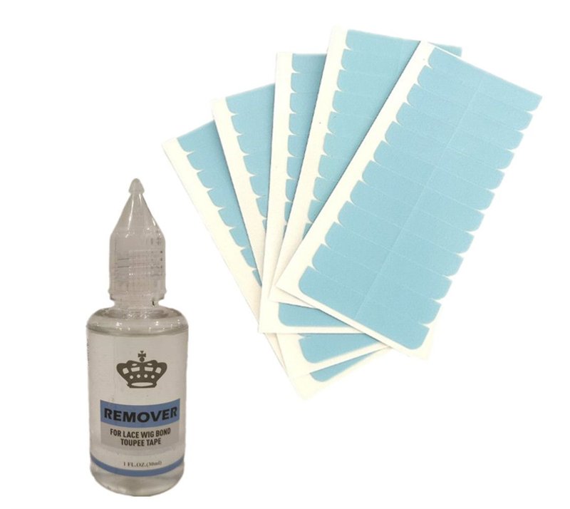 Tape Glue Remover Oil + 60x Replacement Tapes for Tape in Hair Extensions