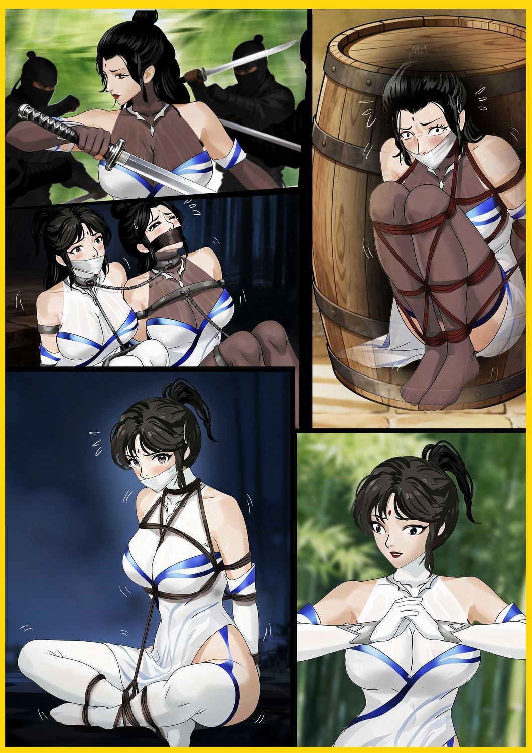 Twin Heroines Trapped and Bound