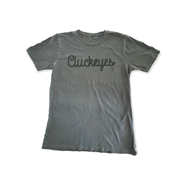 Cluckeyes Tee, Adult Size: Extra Large, Color: Charcoal w/ White