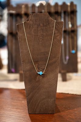 Side Cross Opal Necklace