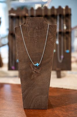 Side Cross Opal Necklace