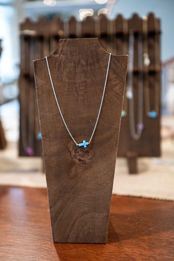Side Cross Opal Necklace