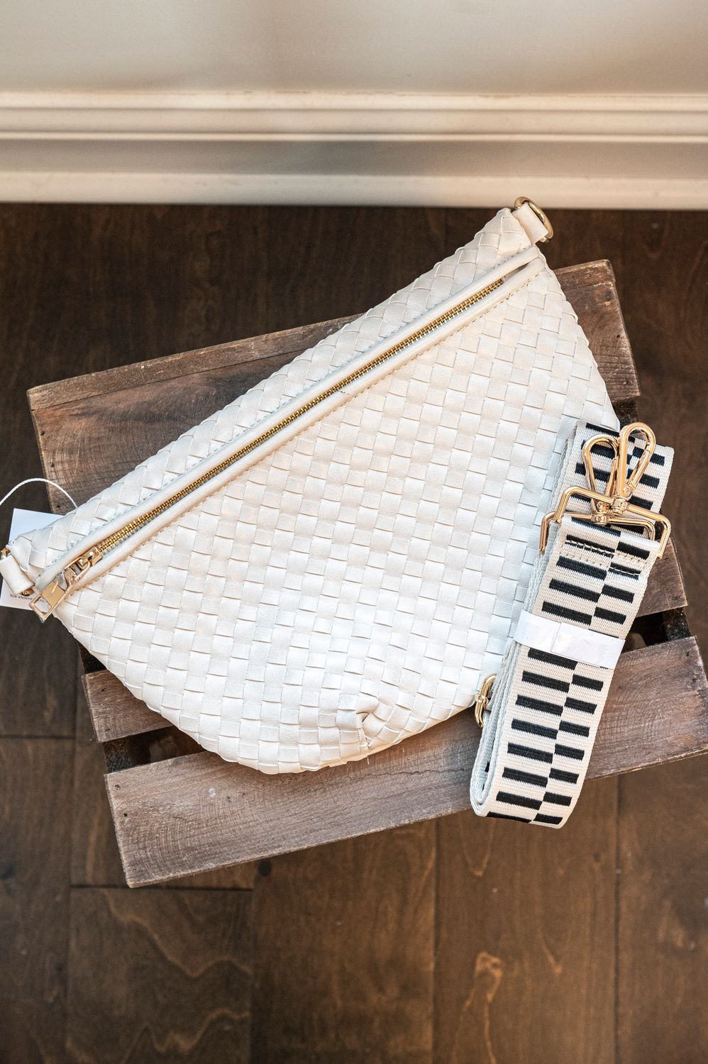 Woven Bum Bag, Color: Creme