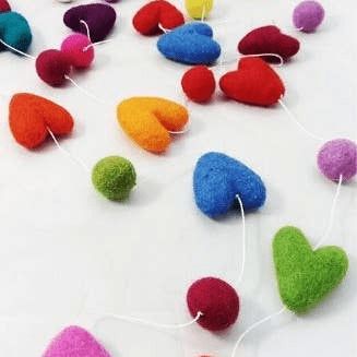 heart felted garland