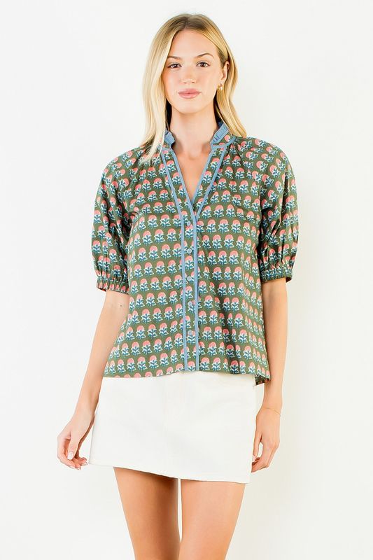 Floral Puff Slv