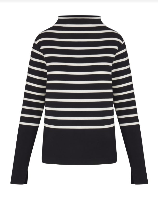 SPANX AirEssentials Mock Pullovr Black Porcelain Stripe