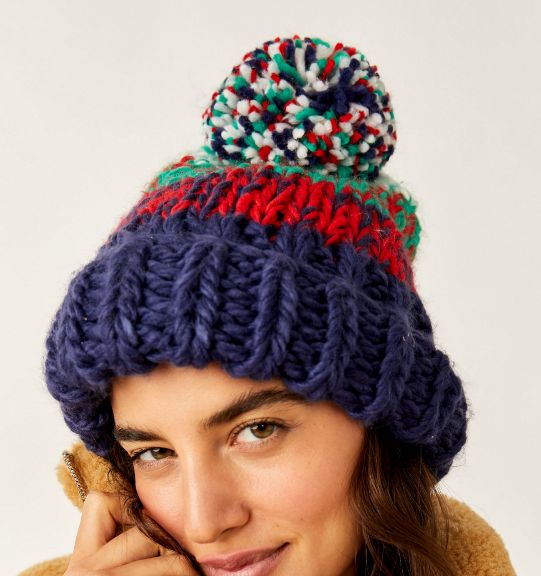Free People Tide Stripe Beanie Navy