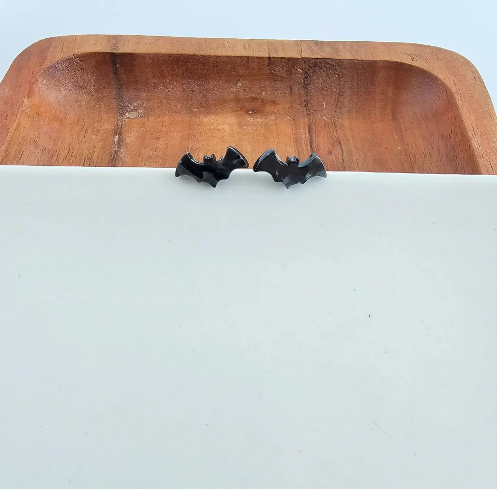 Bat Studs - Black // Halloween Earrings