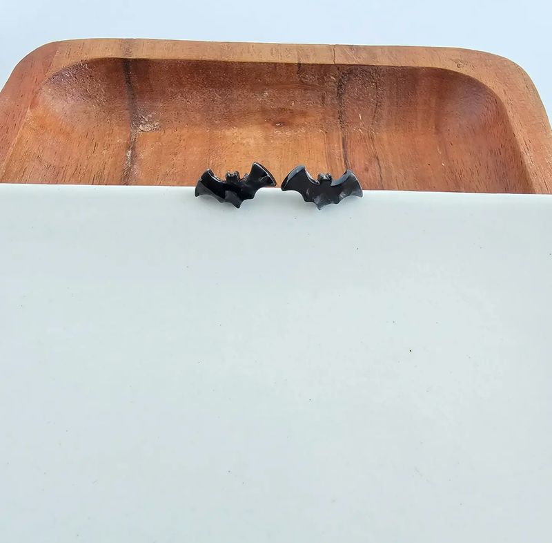 Bat Studs - Black // Halloween Earrings