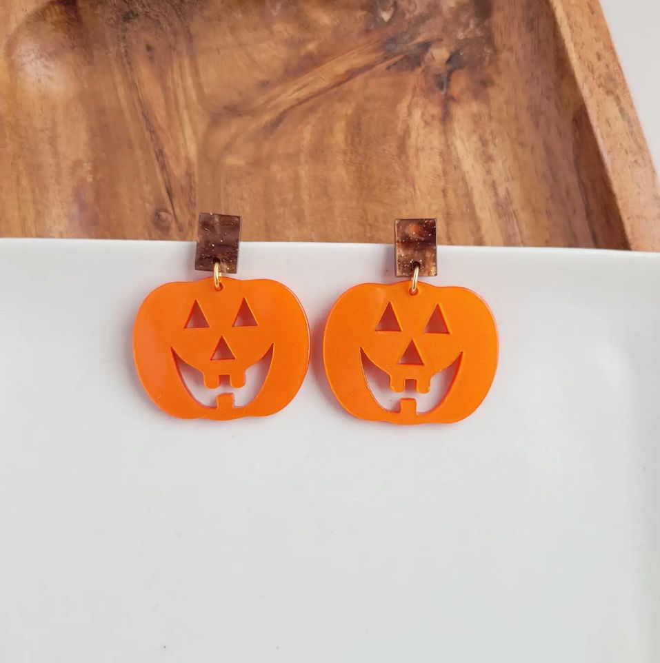 Shimmer Pumpkin Earrings // Halloween