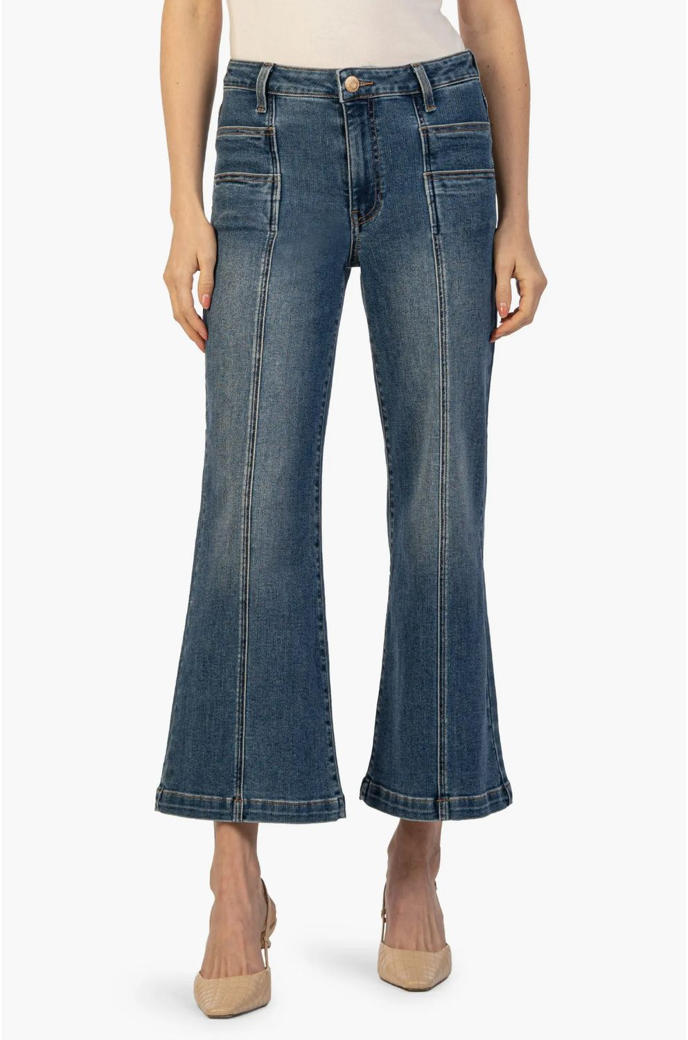 KUT from the Kloth Meg Seamed High Waist Ankle Flare Jeans (Exceeded)