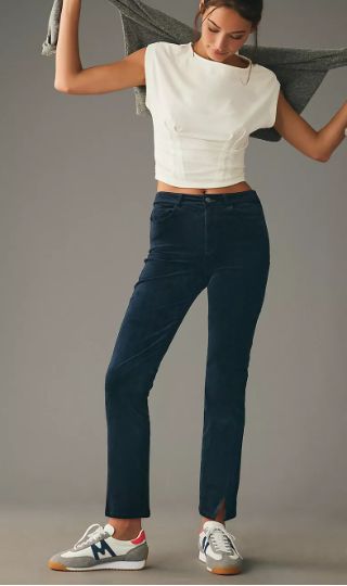 Paige Cindy Twisted Seam Slit Deep Navy