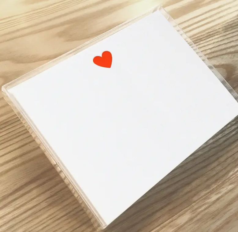 Neon Red Heart - Letterpress Boxed Note Sets