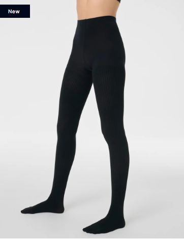 Spanx Cozy Rib Knit Shorty Tights (Black)