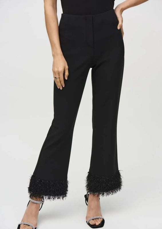Joseph Ribkoff Silky Knit and Novelty Flared Pants (Black)