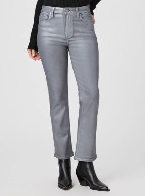 Paige Claudine Flare Jean (Silver Shimmer Luxe Coating)