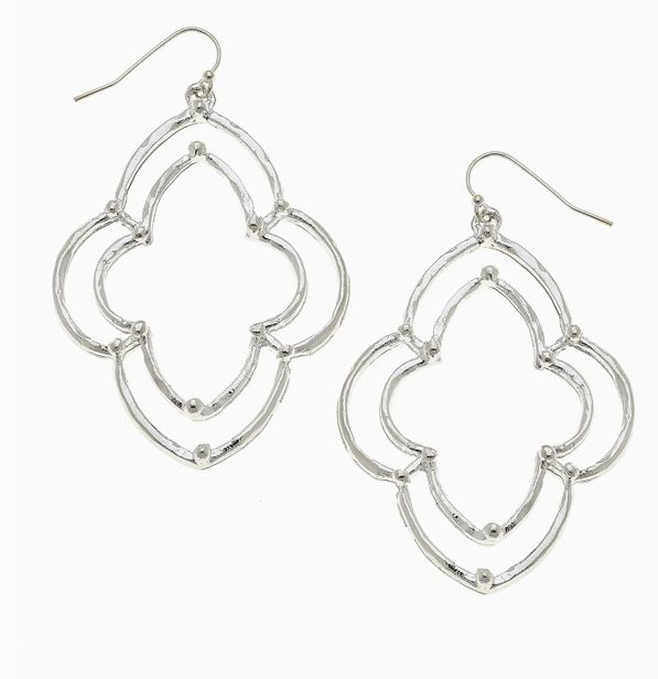 Susan Shaw Silver Dotted Scallop Earrings