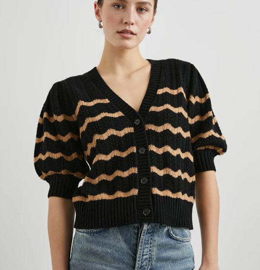 Rails Isla cardigan (Black Camel Stripe)