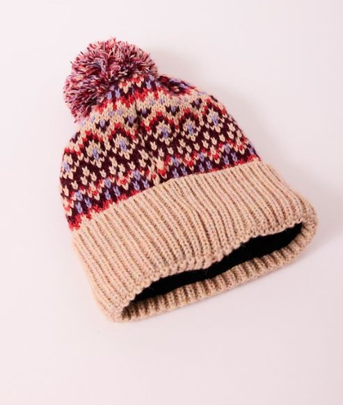 Free People First Frost Fairisle Pom Pom Beanie (Ivory)