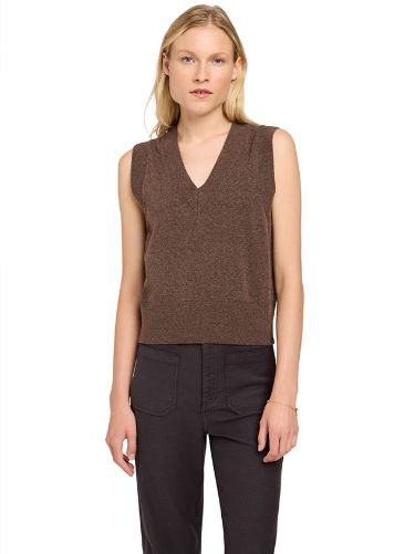 Faherty Jackson Sweater Vest Mocha Heather