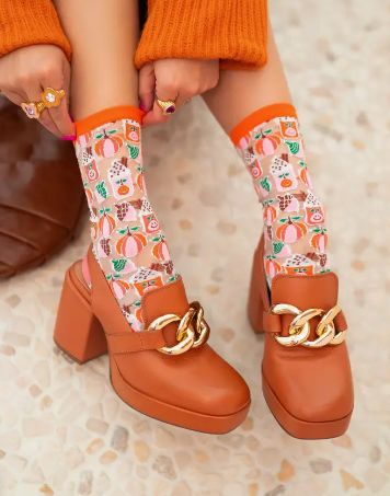 Sock Candy Pumpkin Spice Sheer Crew Sock