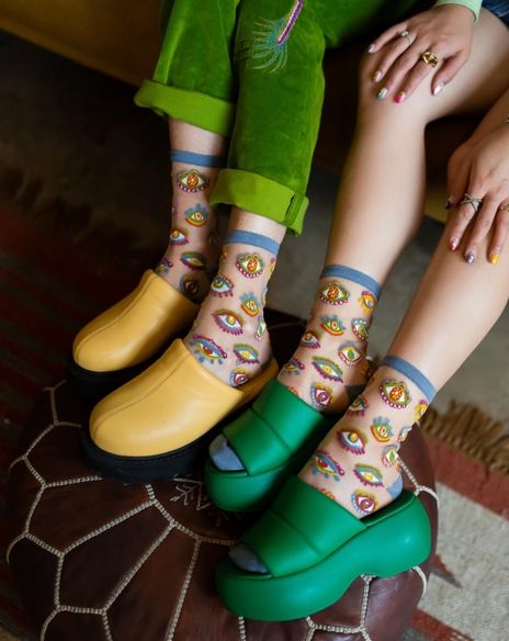 Sock Candy Evil Eye Sheer Crew Sock