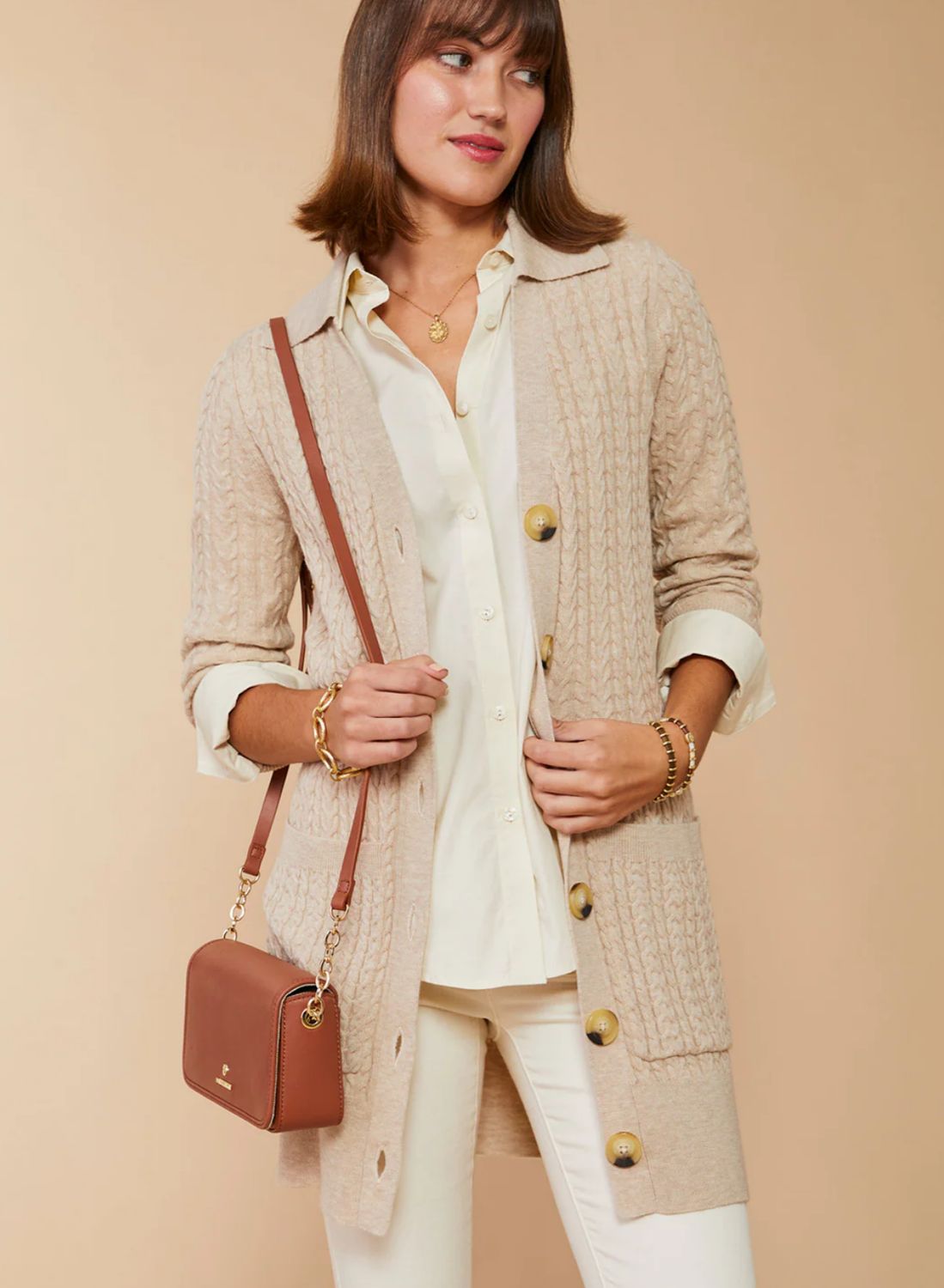 Spartina 449 Toni Long Cardigan Oatmeal Heather
