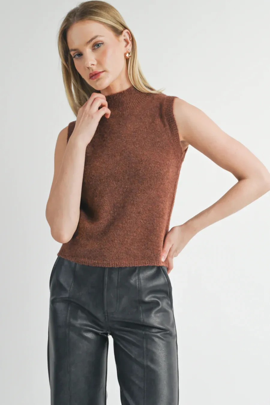 Sage the Label Brianna Turtleneck Neck Sweater Tank