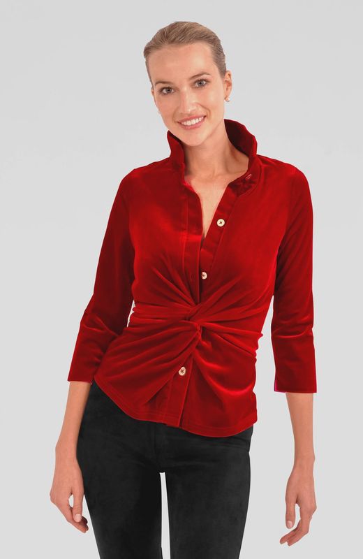 Gretchen Scott Twist &amp; Shout Top - Crimson Silky Velvet