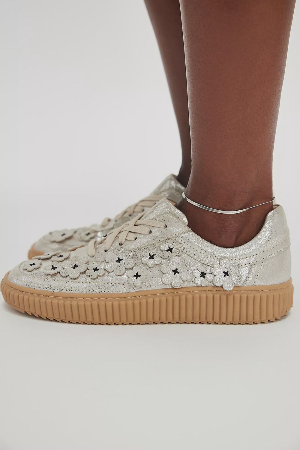 Free People Wall Flower Sneakers Champagne Metallic