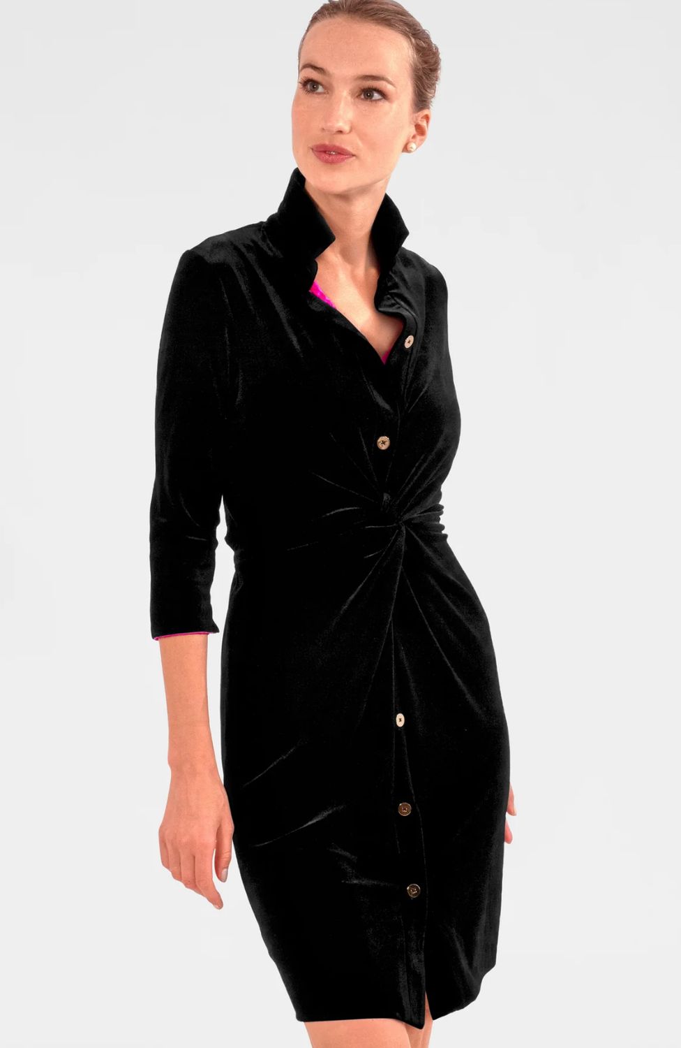 Gretchen Scott Twist &amp; Shout Dress - Silky Velvet (Black)