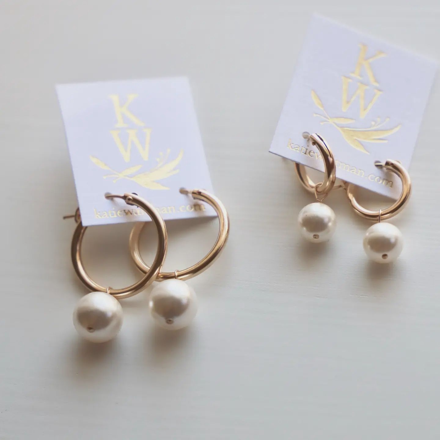 Katie Waltman Audrey Pearl Hoop Earrings- Small
