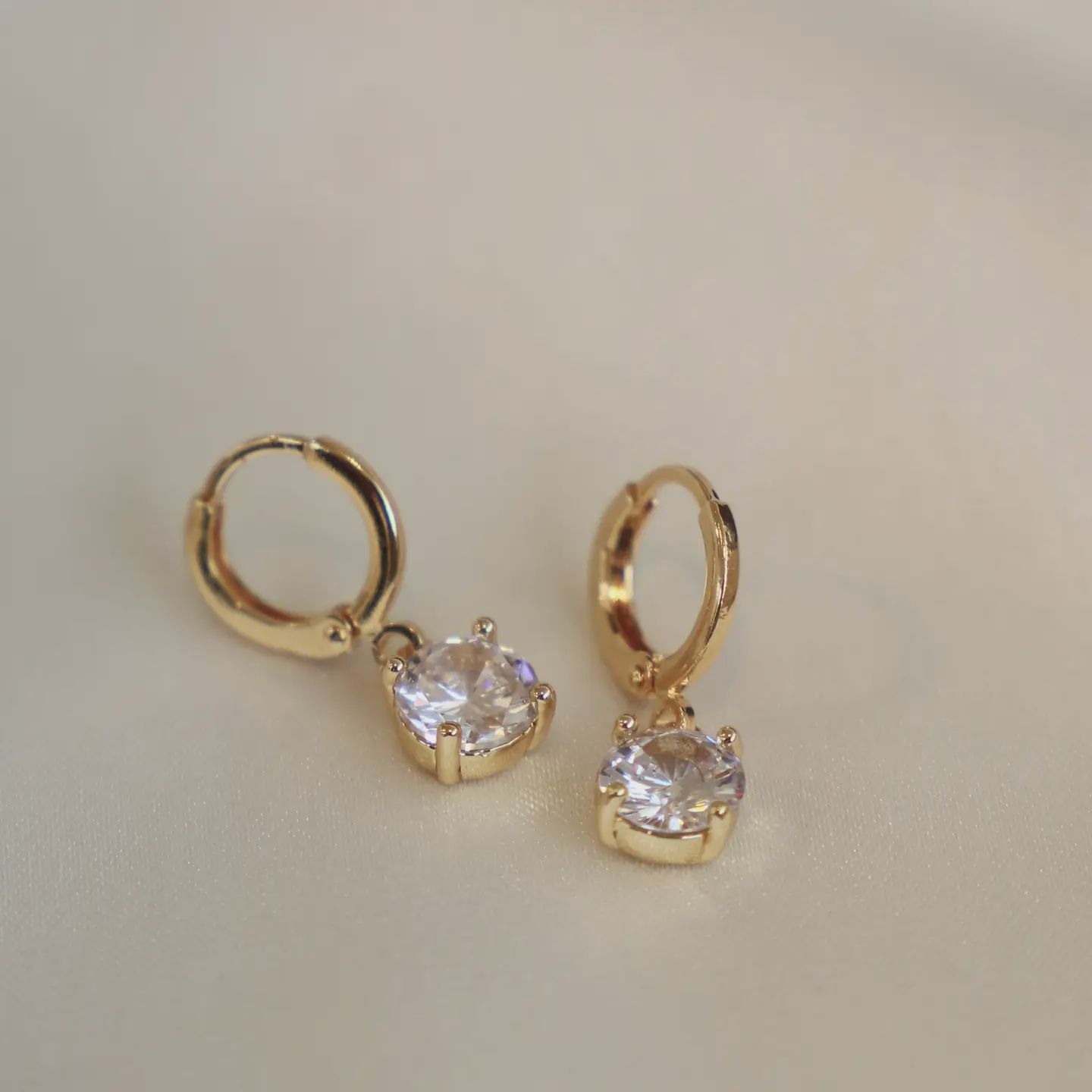 Katie Waltman Cz Round Huggies- Yellow Gold