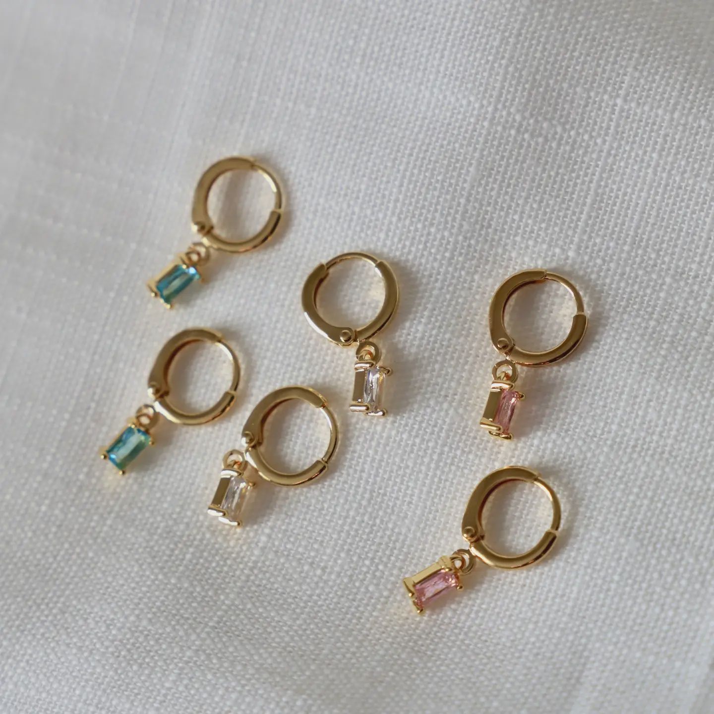 Katie Waltman Rectangle Cz Baguette Huggies