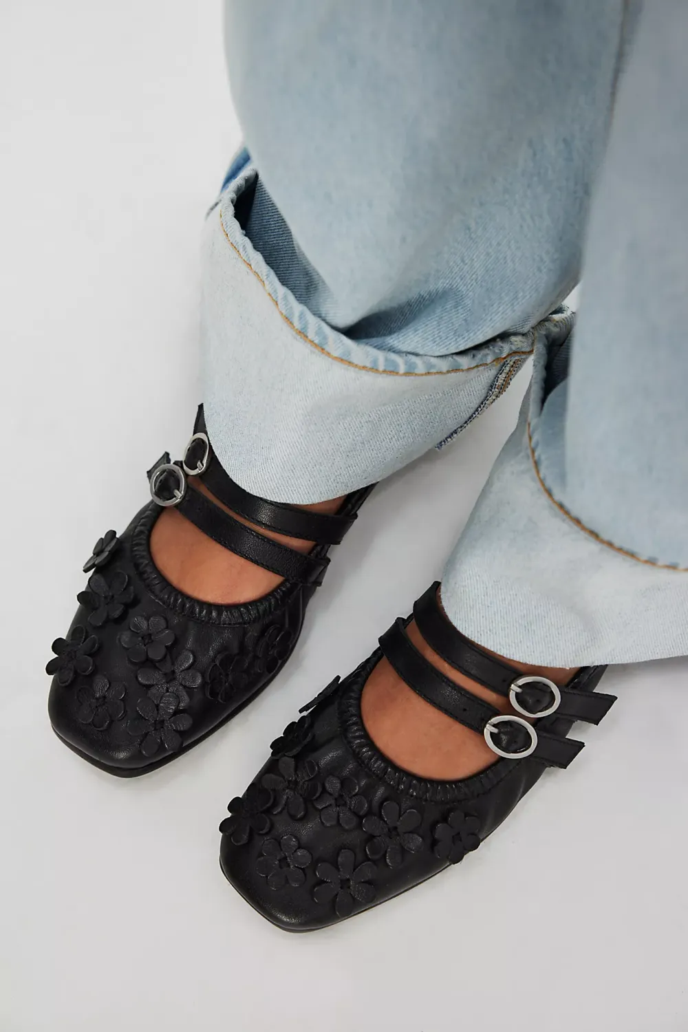 Free People Mimosa Mary Jane Flats Black