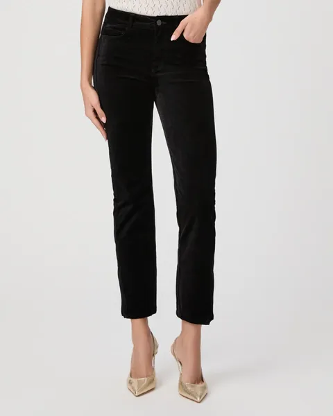 PAIGE Cindy Twisted Seam Slit Pant Black Velvet