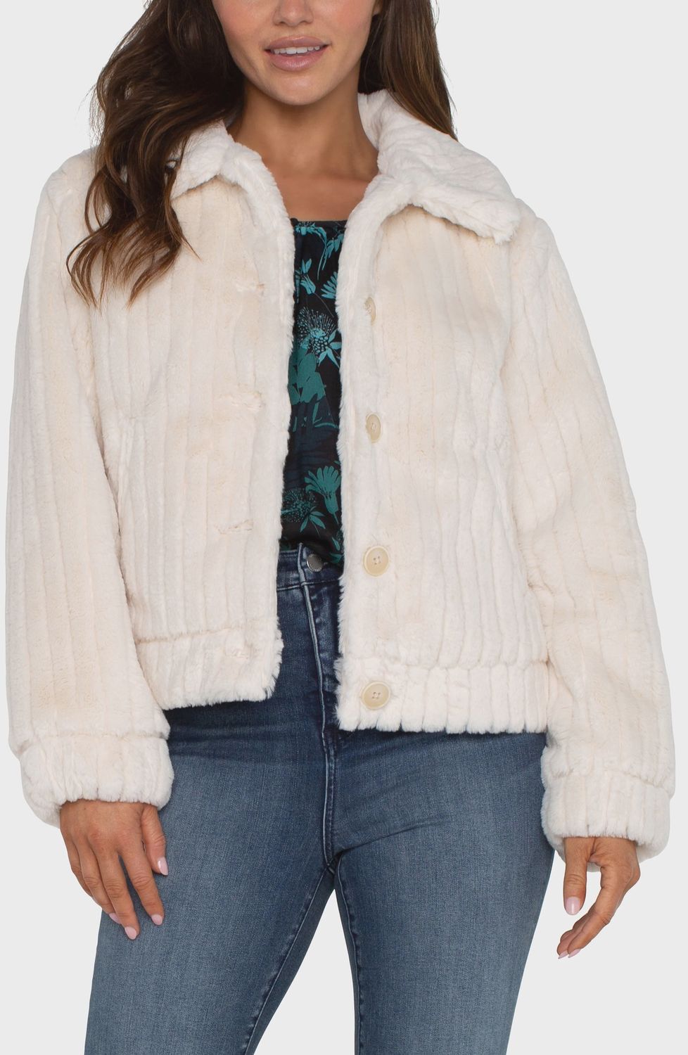 Liverpool Faux Fur Trucker Jacket (Cream)
