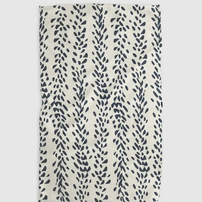 Goemetry Reeds Printed Midnight Tea Towel
